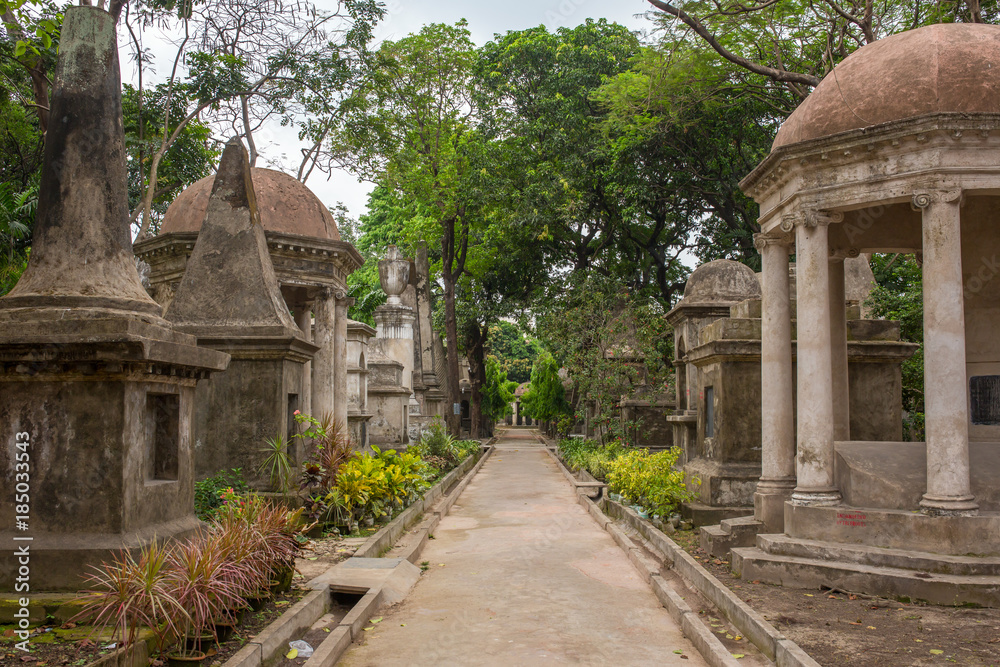 Tombs of South Park Street Cemetery in Kolkata, India