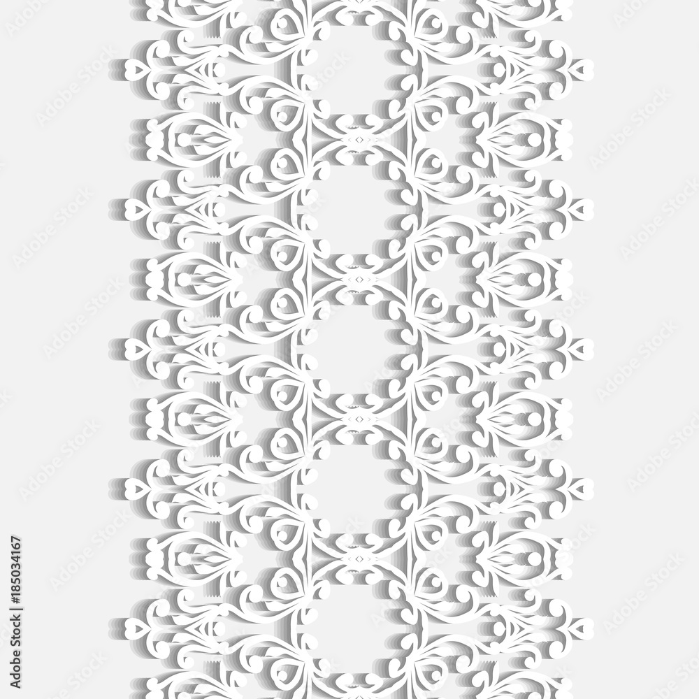 white lace borders with shadow, ornamental paper lines, vector eps10