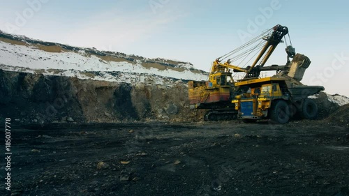 Large multi-ton truck with coal