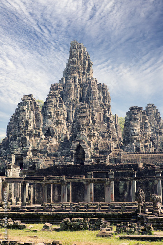 Ancient Bayon Temple (12th century)  At Angkor Wat, Siem Reap, Cambodia photo