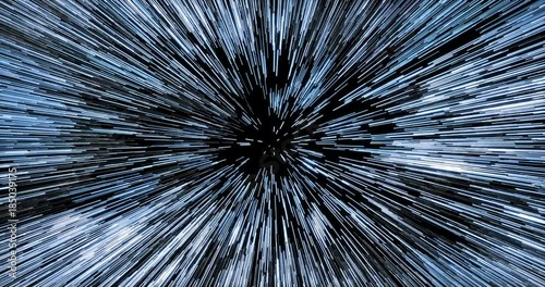 Entering hyperspace through dense starfield. Span through the star cluster at FTL speed