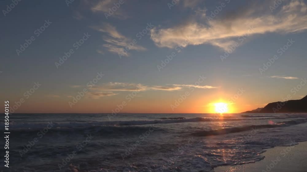 Sunset sky and waves on the sea Sunset sky and waves on the sea