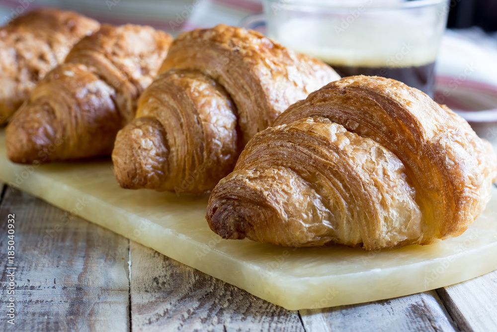 Continental breakfast with croissants