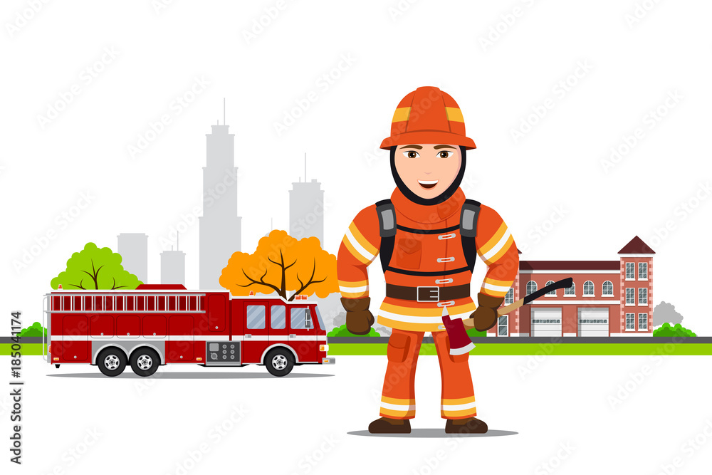 Fototapeta premium Zdjęcie strażaka