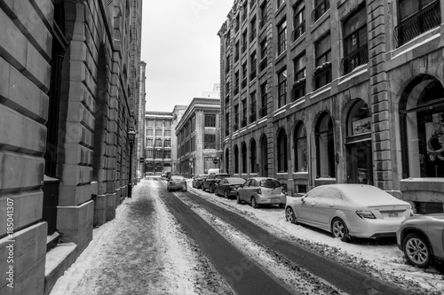 Old Montreal Cold Winter Historic Morning 