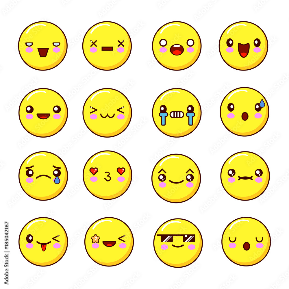 Set of Emoticons Smiles. Set of Emoji. Flat design, vector illustration EPS Set of Emoticons Smiles. Set of Emoji. Flat design, vector illustration EPS