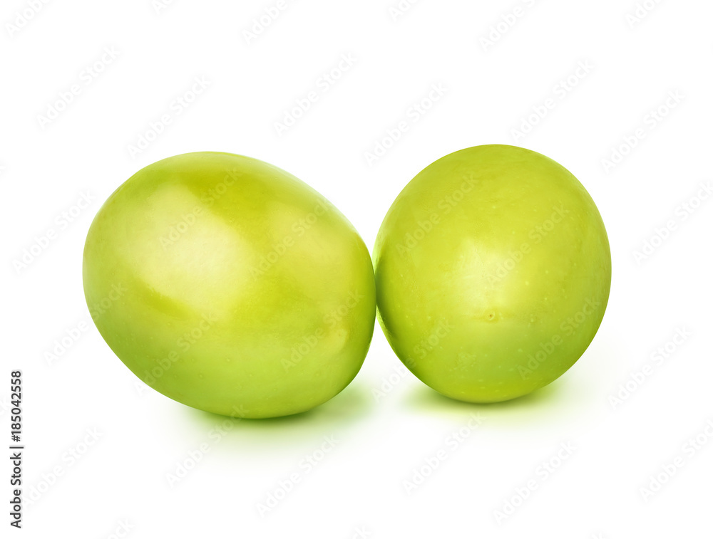 Two green olives, fresh olives isolated on white background with clipping path. Two green olives, fresh olives isolated on white background with clipping path.