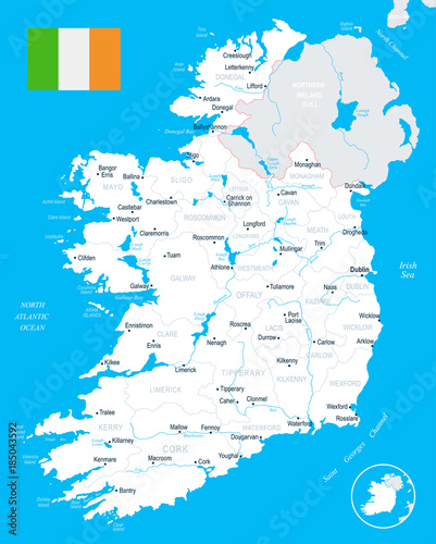 Ireland Map - detailed vector illustration