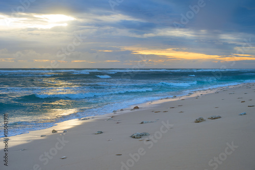 Bali beach at sunset. Indon...