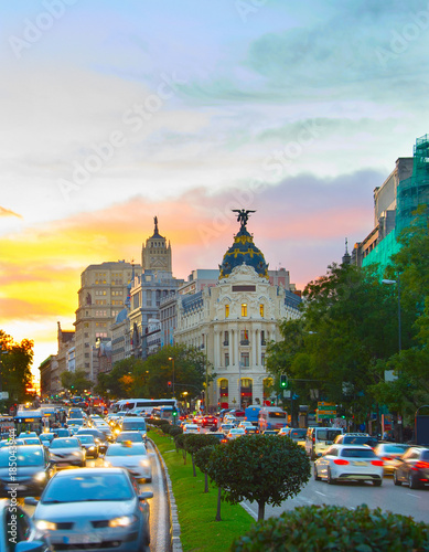 Madrid Downtown busy street...