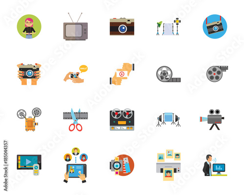 Photo and video industry icon set