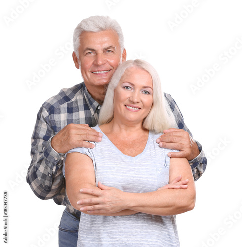 Mature couple against white...