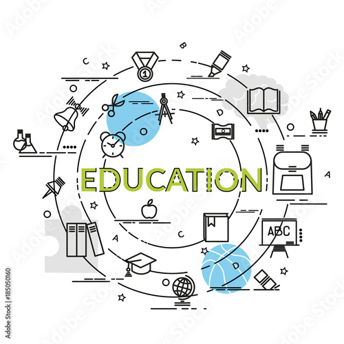 Flat colorful design concept for Education. Infographic idea of making creative products.  Template for website banner  flyer and poster.