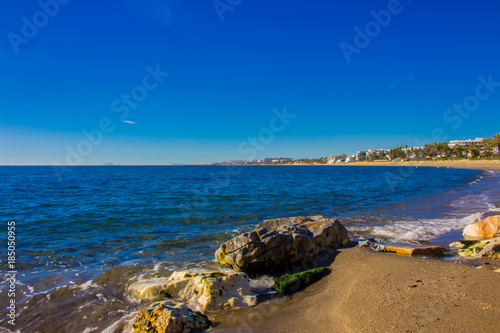 Beach. The best views of the beach in Marbella. Malaga province, Costa del Sol, Andalusia, Spain.