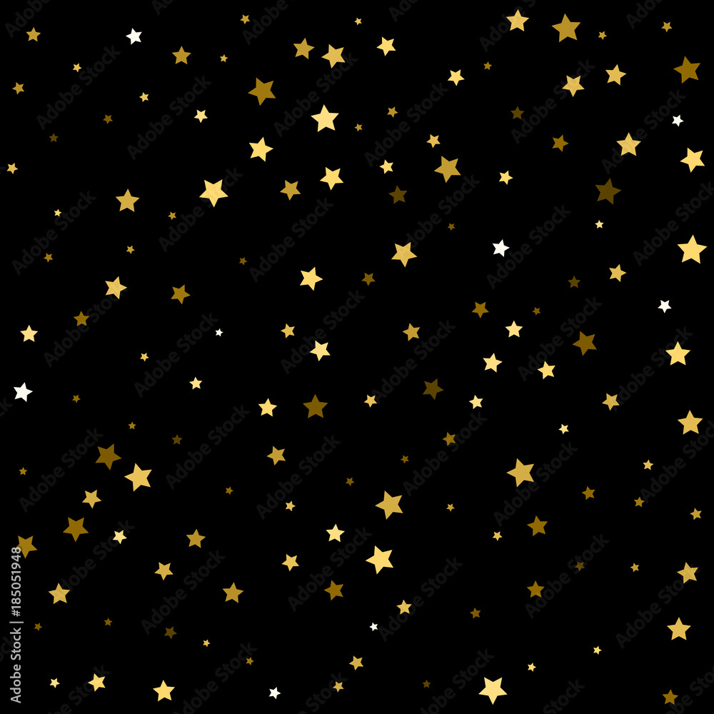 Holidays card template with abstract golden star shaped confetti background. Holidays card template with abstract golden star shaped confetti background.