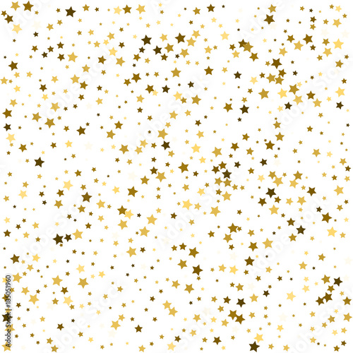 Group of gold star decoration isolated on white background object design on top view