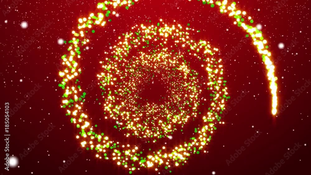 Christmas wreath sparkle spiral. New Year background 
