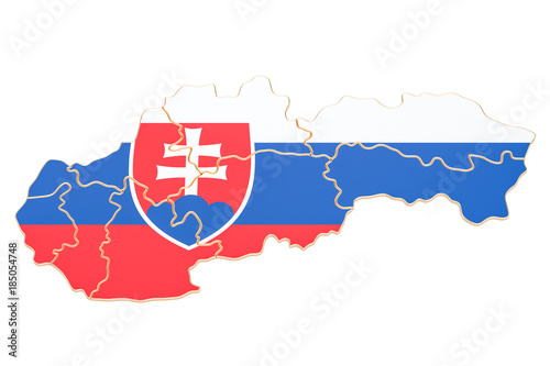 Photo Map of Slovakia, 3D rendering
