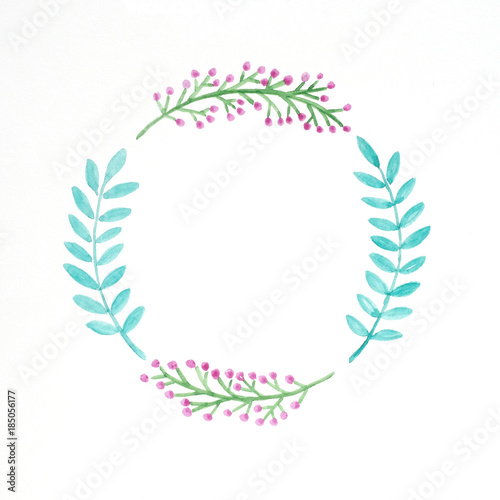 Flowers wreath watercolors  Hand drawing flowers in watercolor style on white paper background  with copy space for text  greeting card background  banner
