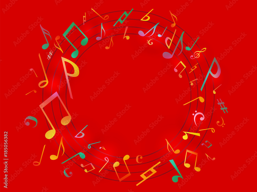 Fototapeta premium 音楽ミュージック, 背景イラストポスター赤