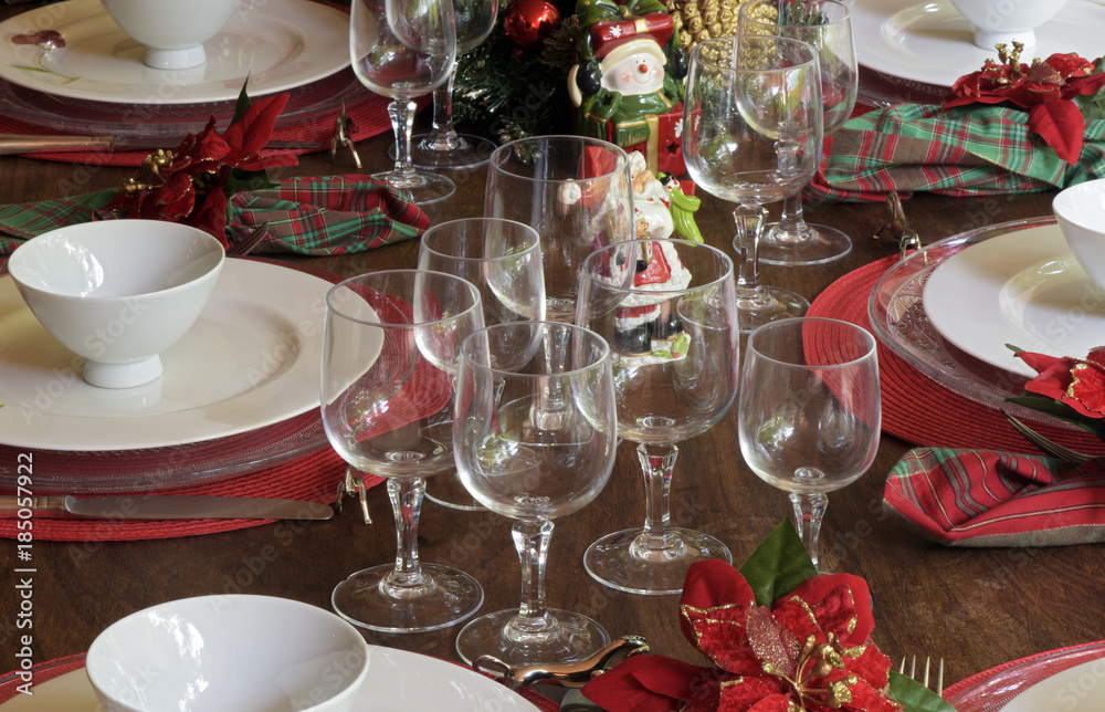 Table decorated for the Christmas supper