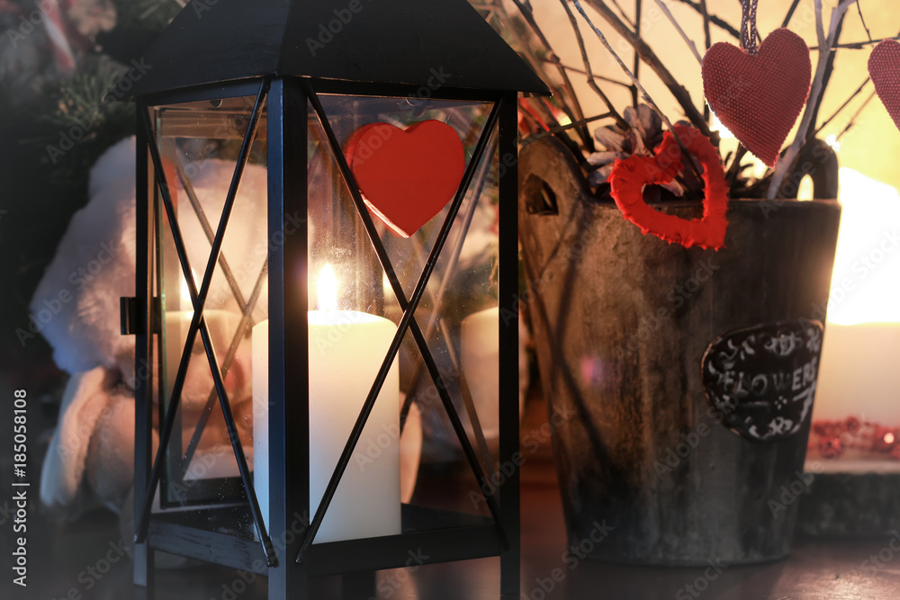 valentine heart decor branch candle