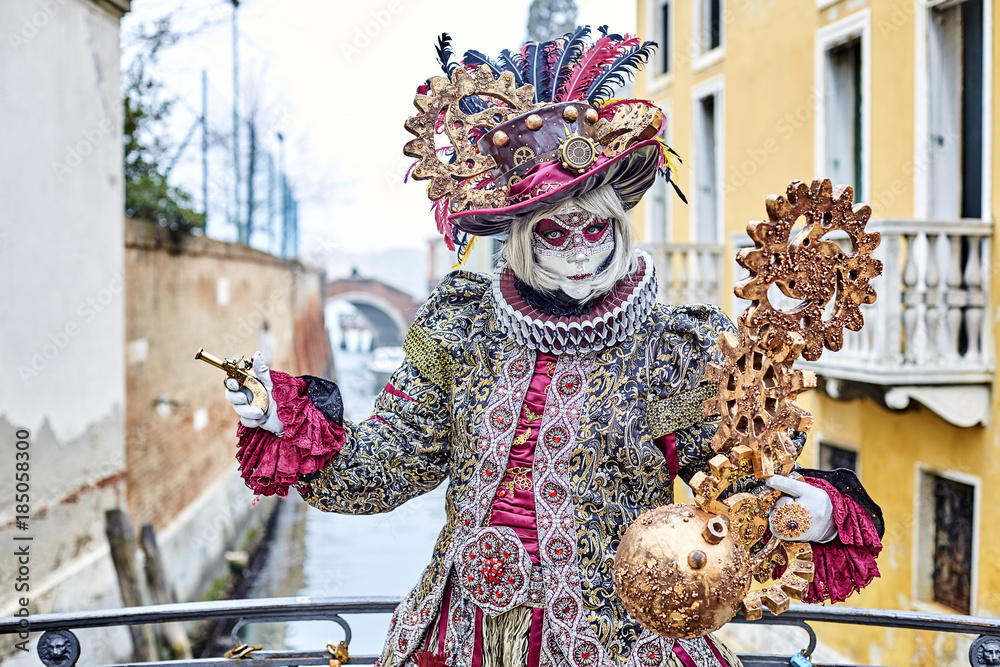 Venice carnival 2017. Venetian Carnival Costume. Venetian Mask. Venice, Italy. Stock | Adobe Stock