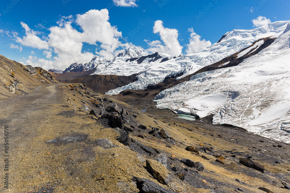 Cordillera Vilcanota scenic glacier mountains range peaks view Peru.