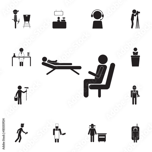 psychologist, heals people's emotional problems icon. Set of professions disasters icons. Signs and symbols collection, simple icons for websites, web design, mobile, info graphics