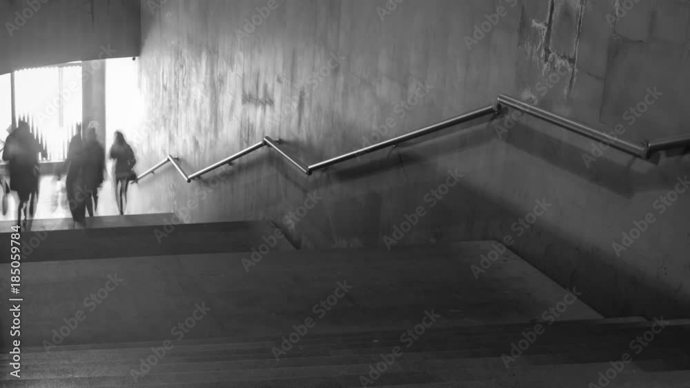 custom made wallpaper toronto digitalTime Lapse of black and white pictures of walking people on the stairs. Camera zoom out