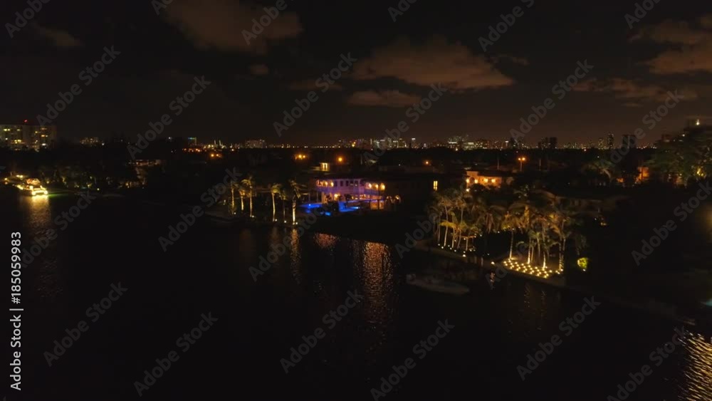 Aerial drone night video of a mansion 4k 24p Aerial drone night video of a mansion 4k 24p