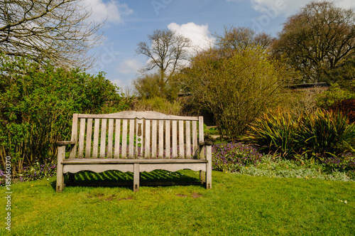 Garden bench in a formal walled garden