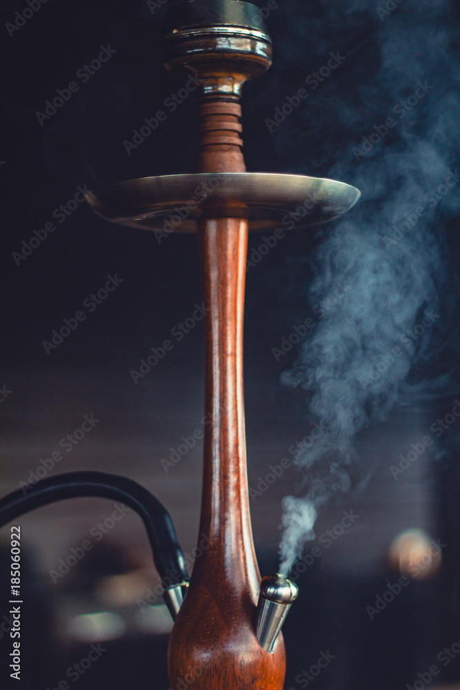 Stylish hookah made of glass and wood