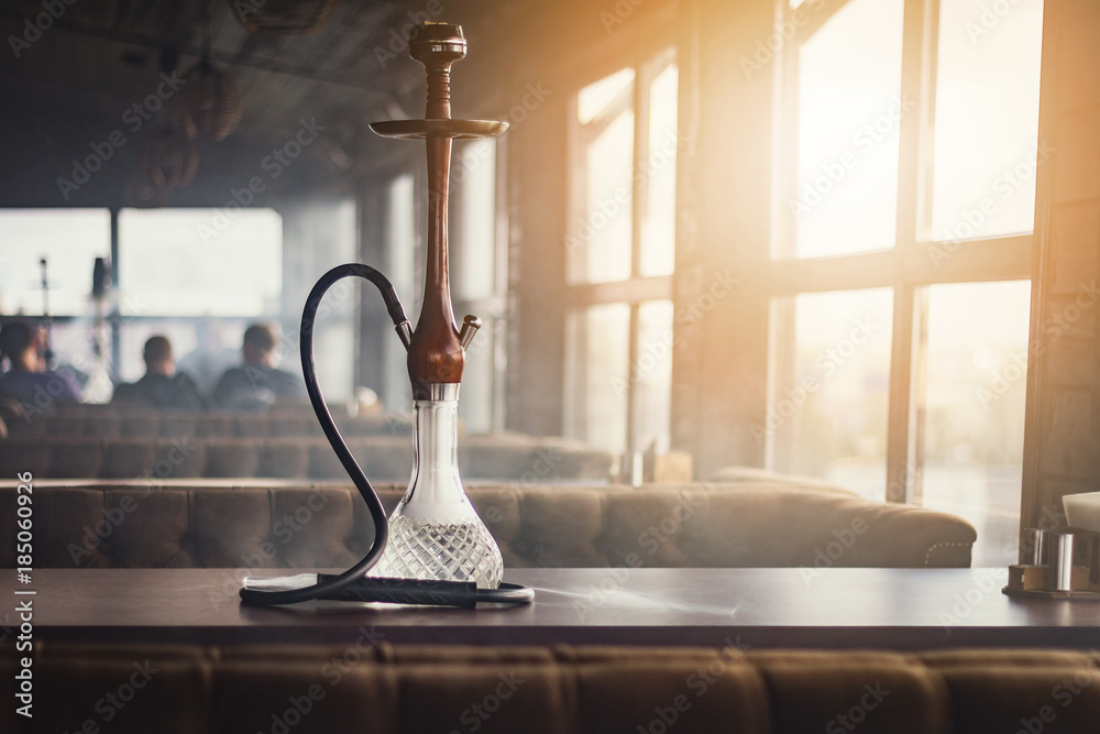 Stylish hookah made of glass and wood