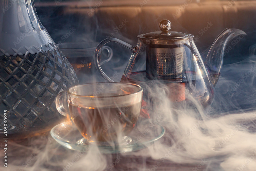 Stylish hookah glass and tea kettle