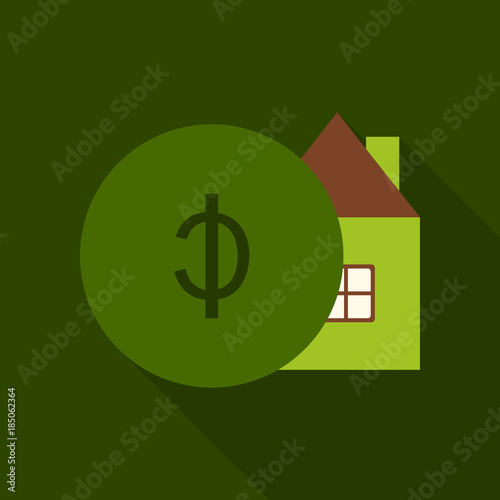 Auction house. Concept bidding on home. Gavel, house, cash, coins isolated on background. Buying, selling or foreclosure. Vector illustration flat design.
