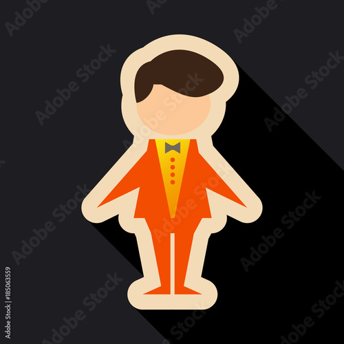 Caucasian groom in a wedding suit. Vector flat design illustration isolated on white background. photo