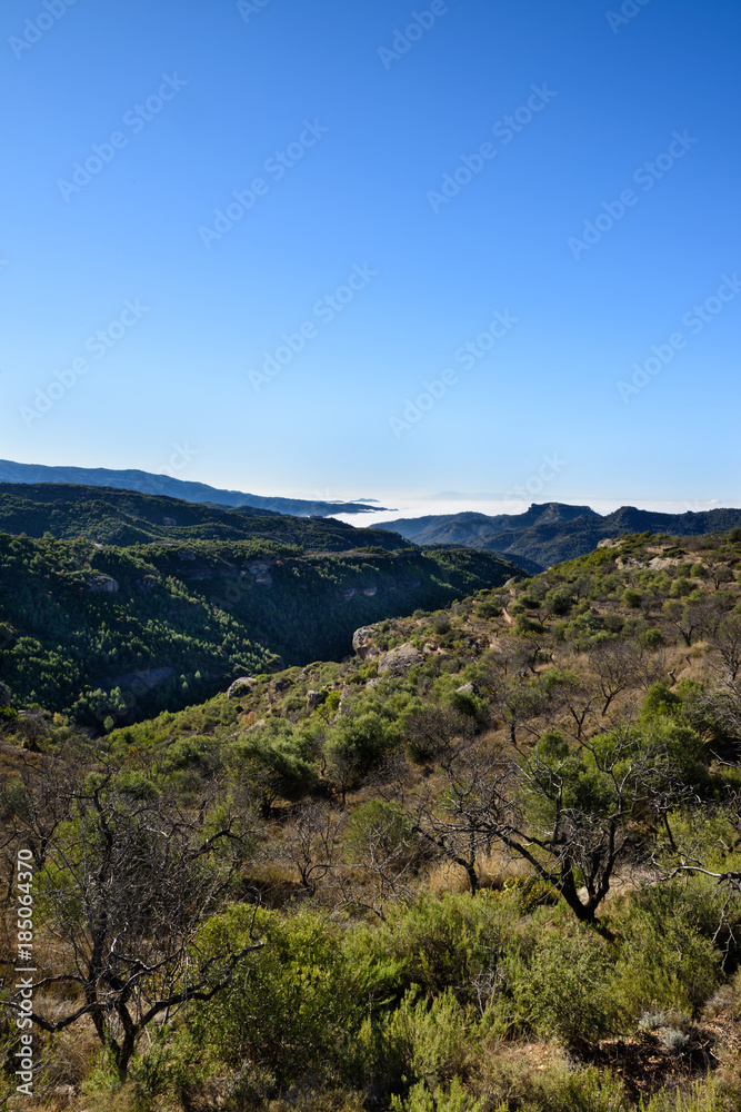 Landscape of Margalef valley. Popular travel and rock climbing destination. 