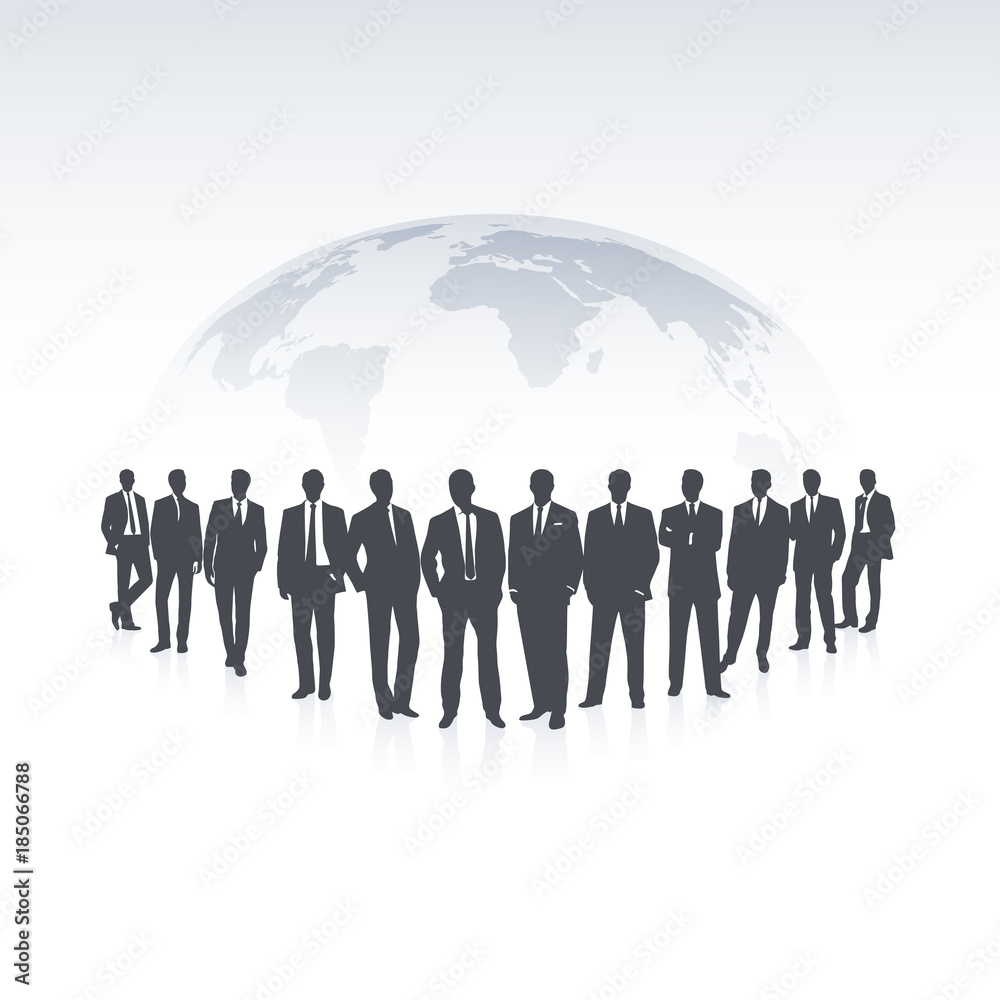 Team of businessmen against background of the planet. Team of businessmen against background of the planet.