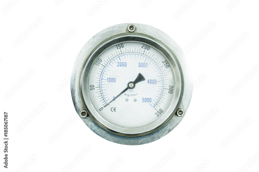 old pressure gauge on white background old pressure gauge on white background
