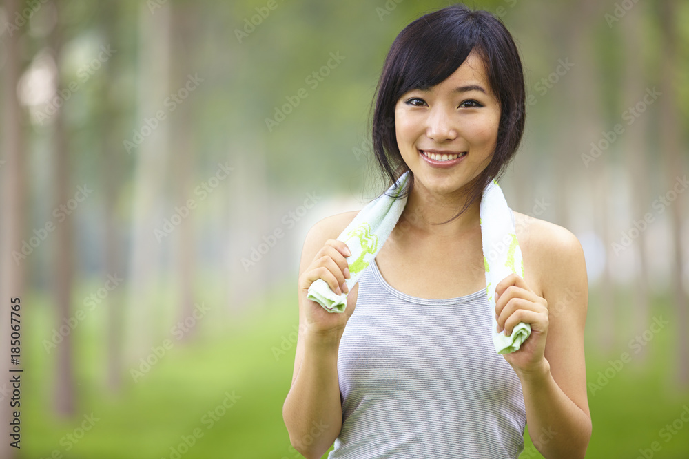 pretty young asian woman jogging outdoor pretty young asian woman jogging outdoor