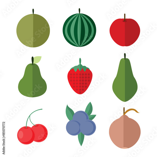 Simple Flat Fruits Vector Illustration Set
