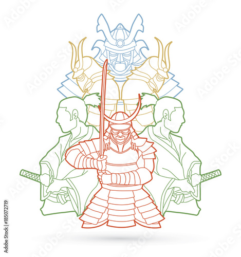 Wallpaper Mural Samurai, Ready to fight composition outline graphic vector Torontodigital.ca