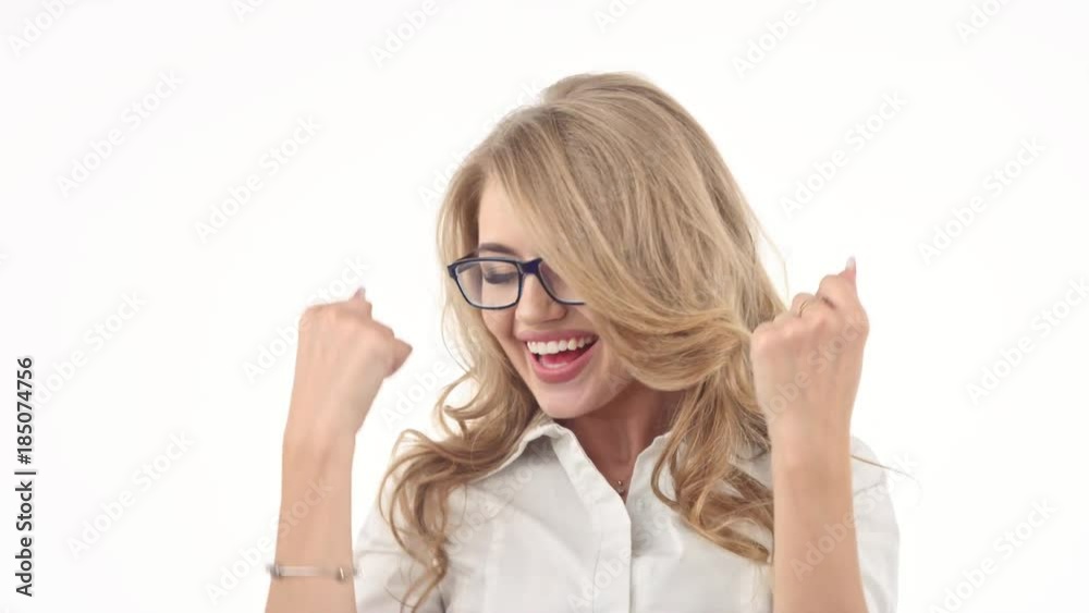 Young businesswoman gesticulating on white background Young businesswoman gesticulating on white background