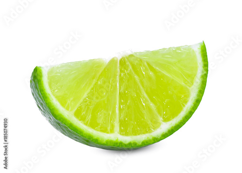 sliced fresh green lime isolated on white background