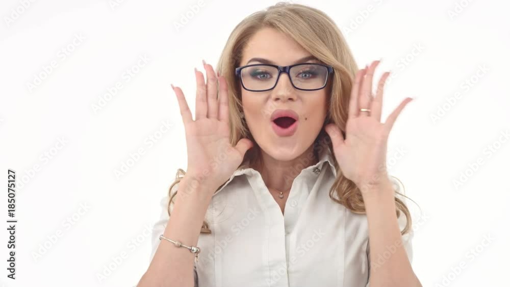 Young businesswoman gesticulating on white background Young businesswoman gesticulating on white background