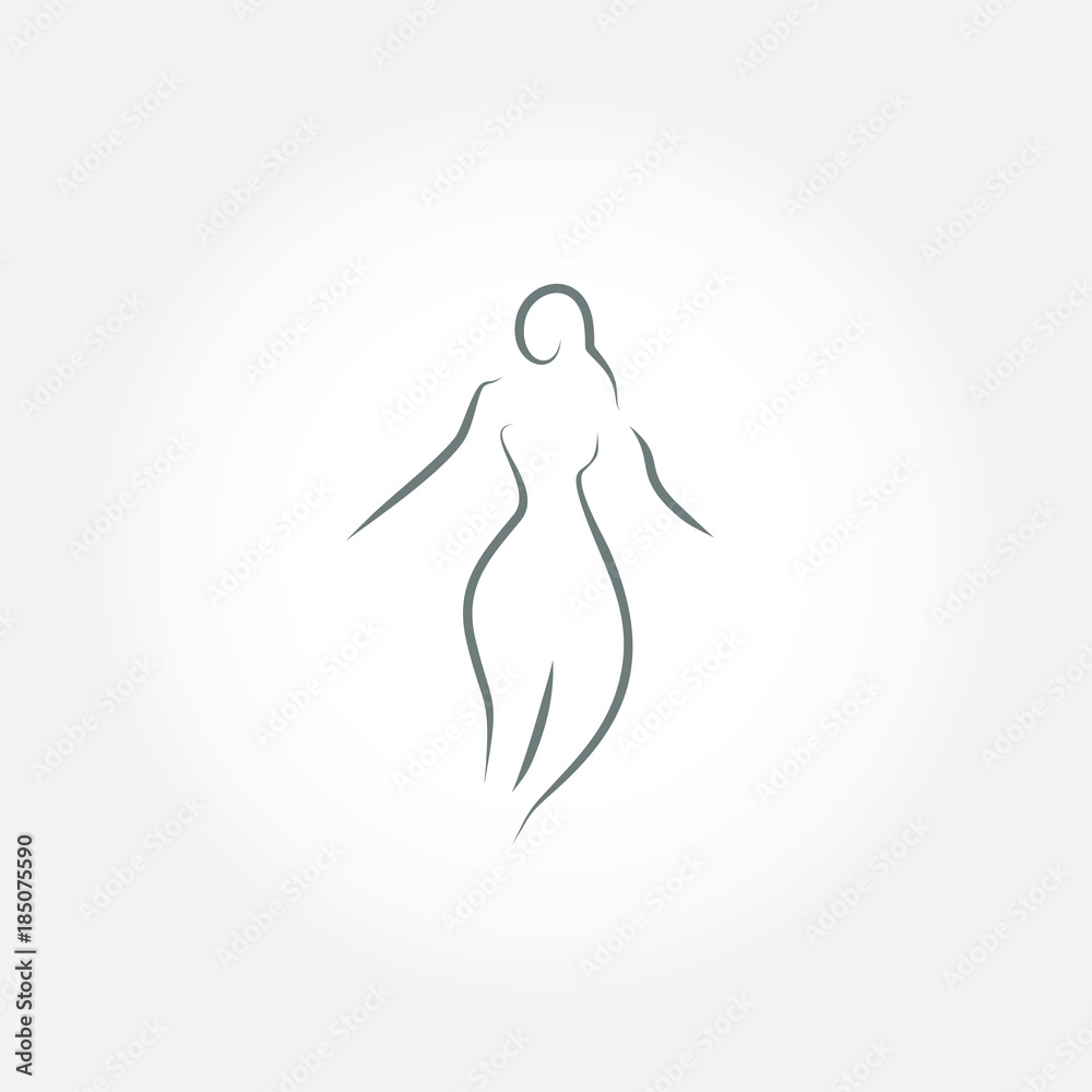 woman icon vector line illustration