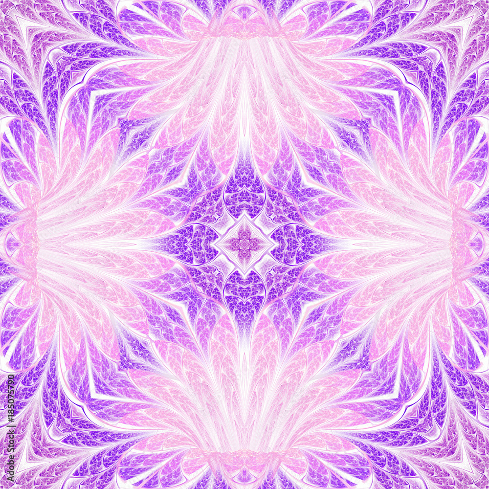 Obraz premium Seamless purple fractal floral mandala, digital artwork for creative graphic design