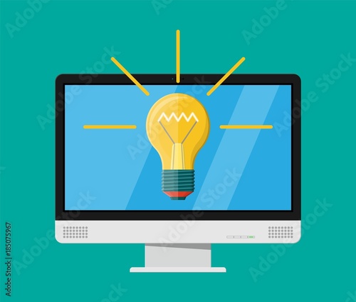 Computer monitor with light bulb