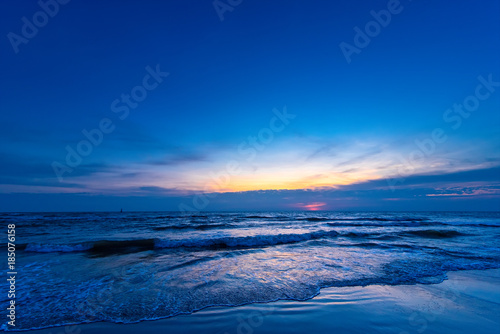 Beautiful color of the sunrise over sea background  ocean in southern Thailand.